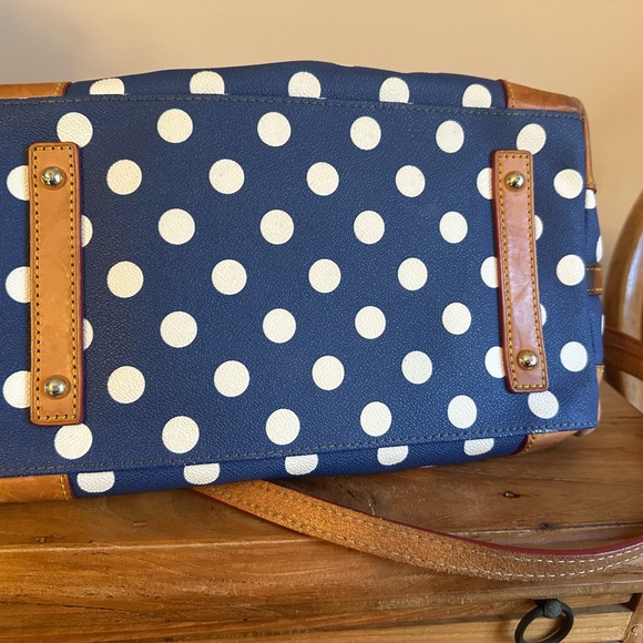 Dooney & Bourke Blue and White Polka Dot Satchel